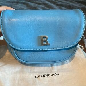 Balenciaga XS Baby Blue Soft Leather Crossbody Bag NWT